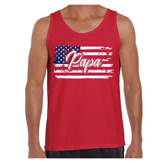 Awkward Styles USA Flag Tank Top for Men USA Papa Shirt American Flag Tank Top for Papa 4th of July Gifts Retro USA Dad Tshirt Love America 4th of July Tank Top for Papa Patriotic Gifts
