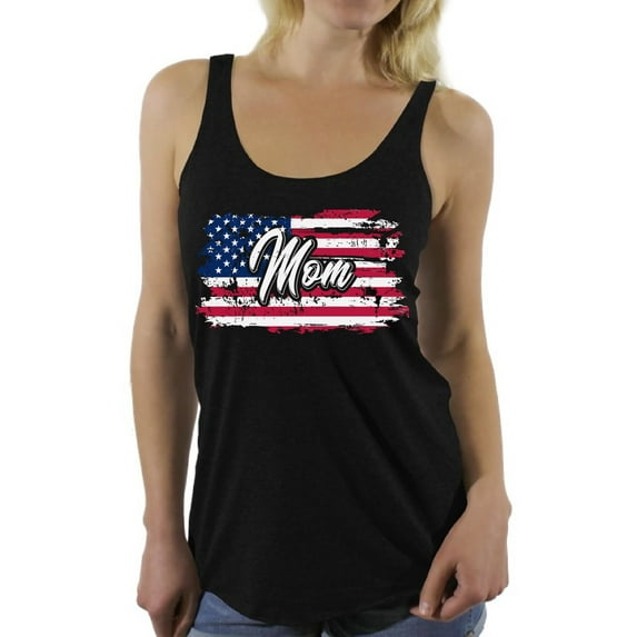 Awkward Styles USA Flag Women Racerback Tank Top Retro American Flag Mom Tank Top Gifts for Mom Patriotic USA Mom Racerback Tank Top Red White and Blue 4th of July Shirt for Mom USA Gifts