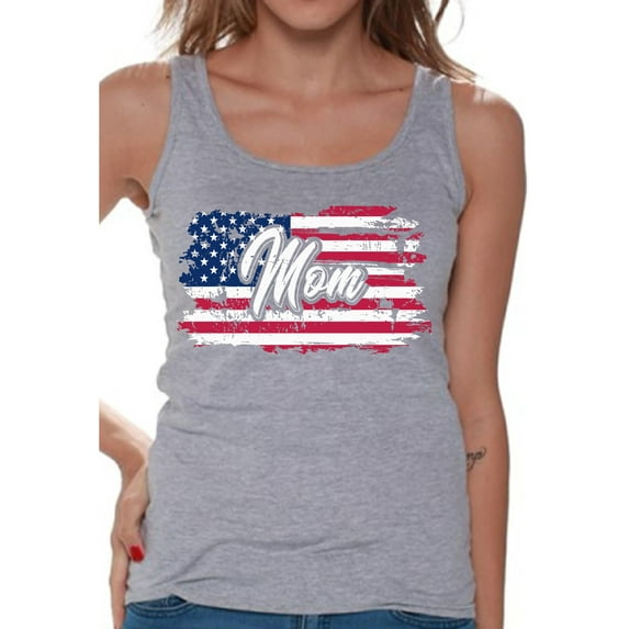 Awkward Styles USA Flag Women Tank Top Patriotic Mom Gifts American Flag Tank Top for Mom Stripes and Stars Retro USA Mom Tank Top Made in the USA 4th of July Shirt for Mom USA Flag