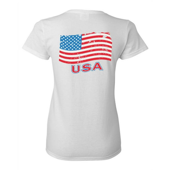 Awkward Styles USA Ladies Shirt Memorial Day Pro America Heart T shirt for Her Stripes and Stars American Flag Gifts Pro America Lovers T shirt for Women USA Flag Gifts USA Print on the Back Only