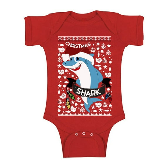 Awkward Styles Christmas Baby Outfit Bodysuit Blue Xmas Shark Romper