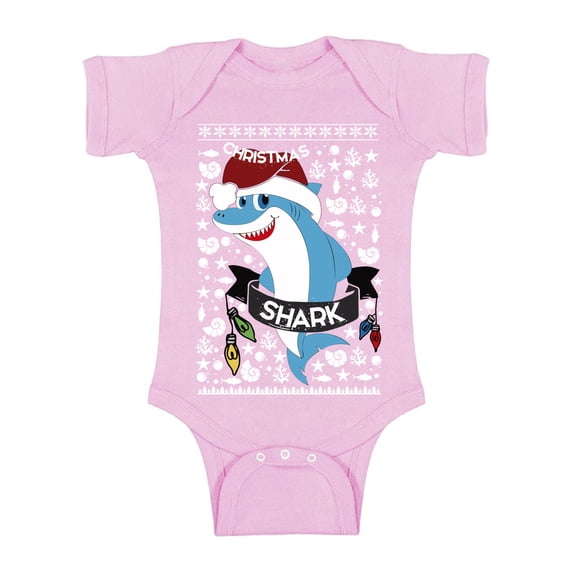 Awkward Styles Christmas Baby Outfit Bodysuit Blue Xmas Shark Romper