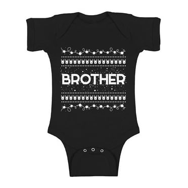 Awkward Styles Ugly Christmas Baby Outfit Bodysuit Brother Xmas Pattern Romper