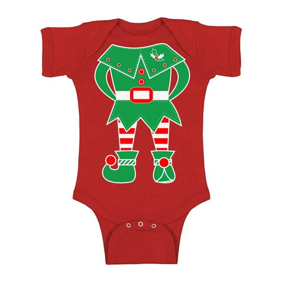 Awkward Styles Christmas Baby Outfit Bodysuit Green Elf Xmas Romper