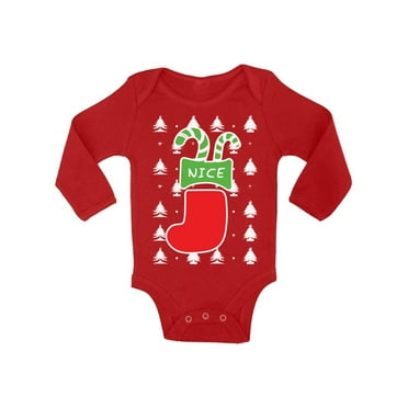 Awkward Styles Ugly Christmas Baby Outfit Bodysuit Nice Xmas Stocking Baby Romper