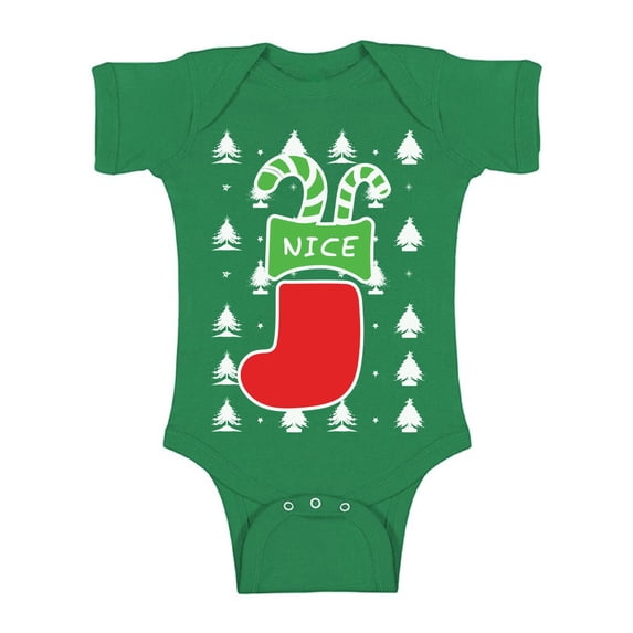 Awkward Styles Christmas Baby Outfit Bodysuit Nice Xmas Stocking Romper