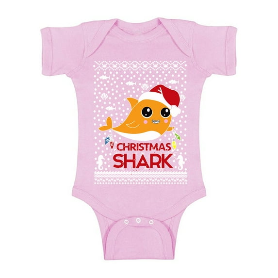 Awkward Styles Christmas Baby Outfit Bodysuit Orange Xmas Shark Romper