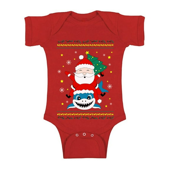Awkward Styles Christmas Baby Outfit Bodysuit Santa Xmas Shark Romper