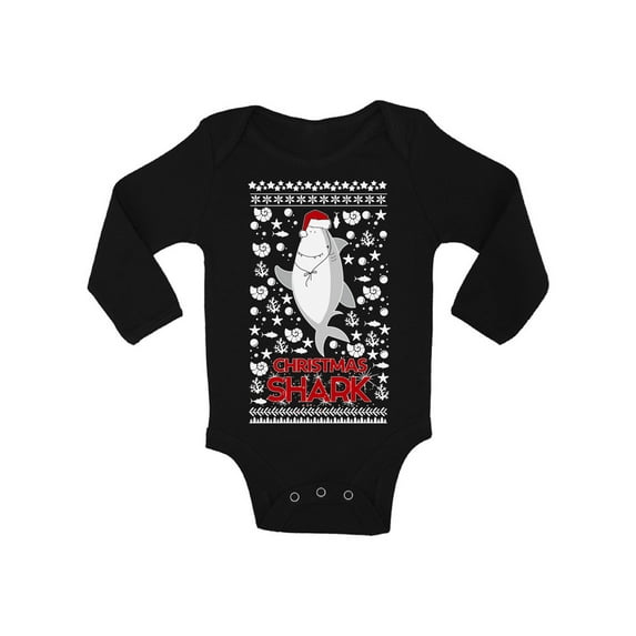 Awkward Styles Christmas Baby Outfit Bodysuit Shark Xmas Pattern Baby Romper