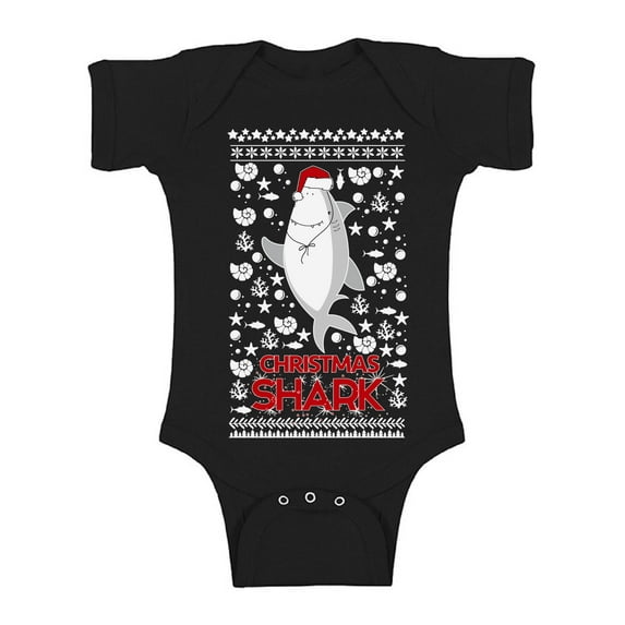 Awkward Styles Christmas Baby Outfit Bodysuit Shark Xmas Pattern Romper