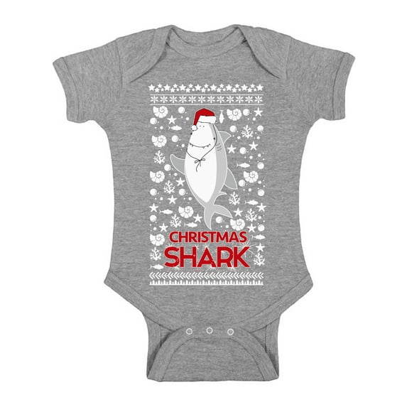 Awkward Styles Christmas Baby Outfit Bodysuit Shark Xmas Pattern Romper