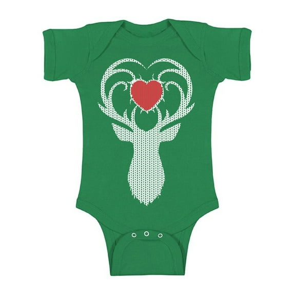 Awkward Styles Christmas Baby Outfit Bodysuit White Deer Xmas Heart Romper