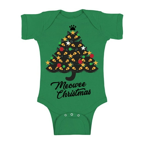 Awkward Styles Christmas Baby Outfit Bodysuit Xmas Meowee Romper Cat Tree