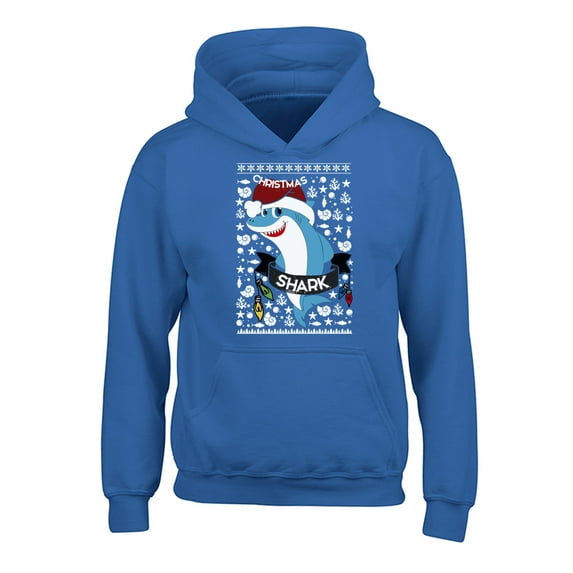 Awkward Styles Christmas Hoodies for Kids Youth Blue Xmas Shark Sweatshirt