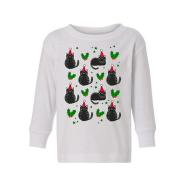 Awkward Styles Ugly Christmas Long Sleeve Shirt for Boys Girls Toddler Cat Xmas Pattern Shirt