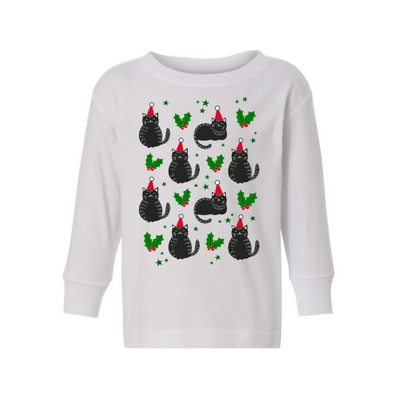 Awkward Styles Christmas Long Sleeve Shirt for Boys Girls Toddler Cat Xmas Pattern Shirt