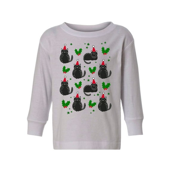 Awkward Styles Christmas Long Sleeve Shirt for Boys Girls Toddler Cat Xmas Pattern Shirt