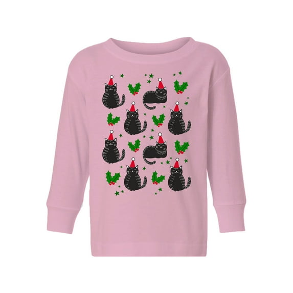 Awkward Styles Christmas Long Sleeve Shirt for Boys Girls Toddler Cat Xmas Pattern Shirt