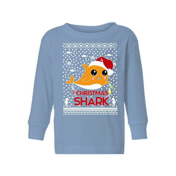 Awkward Styles Christmas Long Sleeve Shirt for Boys Girls Toddler Orange Xmas Shark Shirt