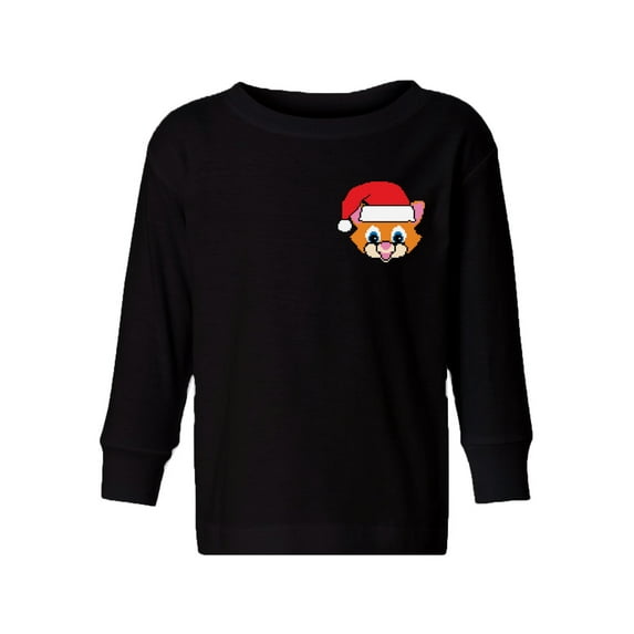 Awkward Styles Christmas Long Sleeve Shirt for Boys Girls Toddler Xmas Santa Cat Shirt Pocket Print