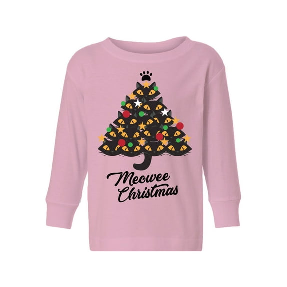 Awkward Styles Christmas Long Sleeve Shirt for Boys Girls Xmas Toddler Meowee Shirt Cat Tree