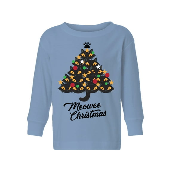 Awkward Styles Christmas Long Sleeve Shirt for Boys Girls Xmas Toddler Meowee Shirt Cat Tree