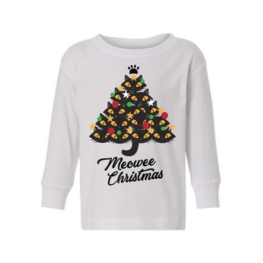 Awkward Styles Ugly Christmas Long Sleeve Shirt for Boys Girls Xmas Toddler Meowee Shirt Cat Tree