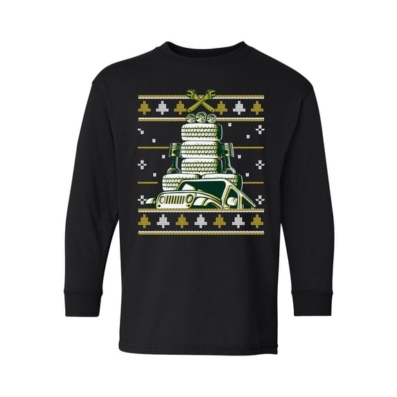 Awkward Styles Christmas Long Sleeve Shirt for Kids Youth Boys Girls Auto Xmas Tree Shirt