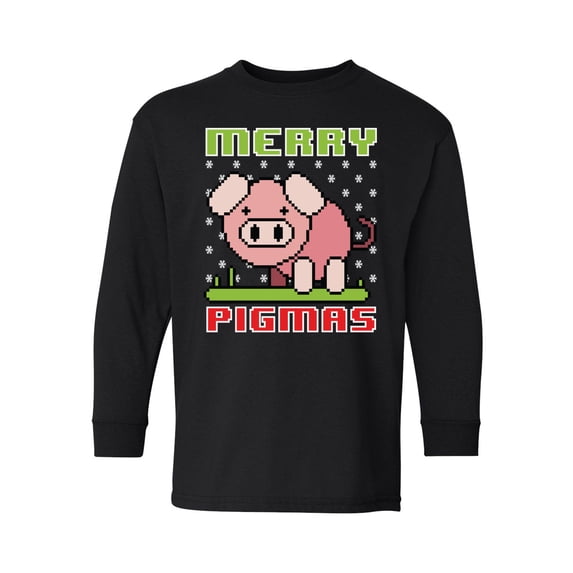 Awkward Styles Christmas Long Sleeve Shirt for Kids Youth Boys Girls Merry Pigmas Xmas Shirt