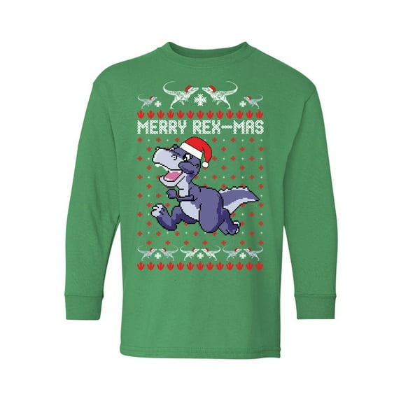 Awkward Styles Christmas Long Sleeve Shirt for Kids Youth Boys Girls Merry Rexmas Xmas Shirt