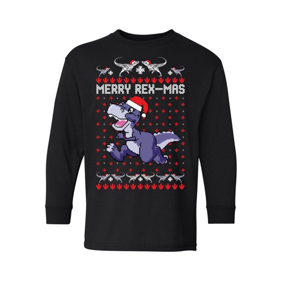 Awkward Styles Christmas Long Sleeve Shirt for Kids Youth Boys Girls Merry Rexmas Xmas Shirt