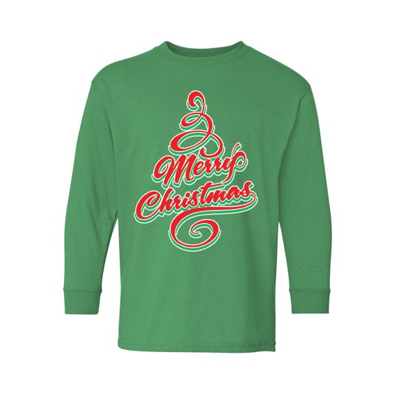 Awkward Styles Christmas Long Sleeve Shirt for Kids Youth Boys Girls Merry Xmas Tree Shirt
