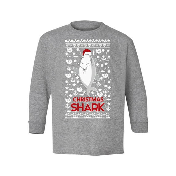 Awkward Styles Christmas Long Sleeve Shirt for Kids Youth Boys Girls Shark Xmas Pattern Shirt