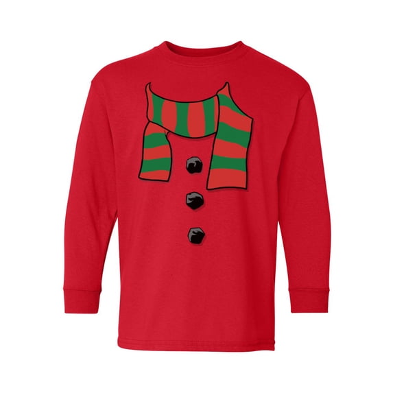 Awkward Styles Christmas Long Sleeve Shirt for Kids Youth Boys Girls Snowman Xmas Scarf Shirt