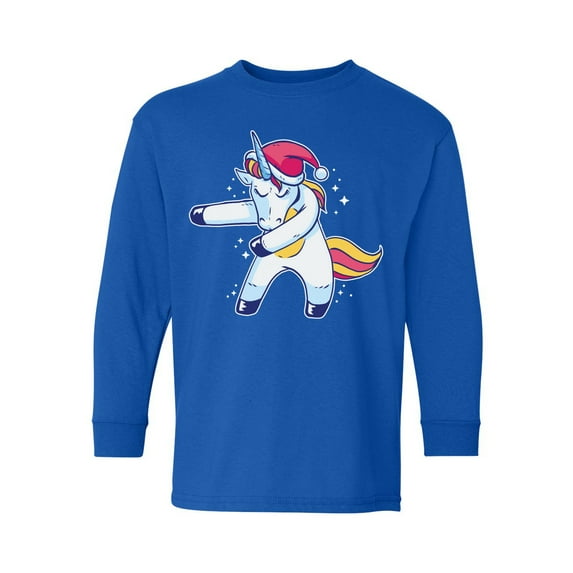 Awkward Styles Christmas Long Sleeve Shirt for Kids Youth Boys Girls Xmas Dancing Unicorn Shirt