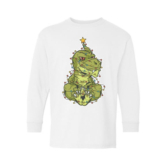 Awkward Styles Christmas Long Sleeve Shirt for Kids Youth Boys Girls Xmas Dinosaur Shirt
