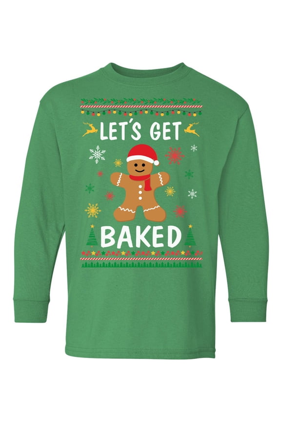 Christmas Long Sleeve Shirt for Kids Youth Boys Girls Xmas Gingerbread Man Shirt
