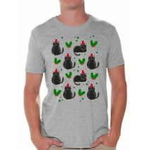 Awkward Styles Ugly Christmas Shirts for Men Xmas Cat T-Shirt