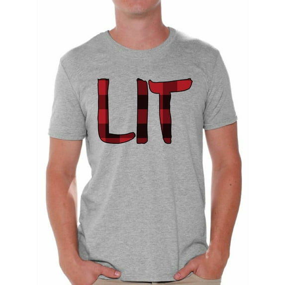 Awkward Styles Christmas Shirts for Men Xmas Lit Plaid T-Shirt