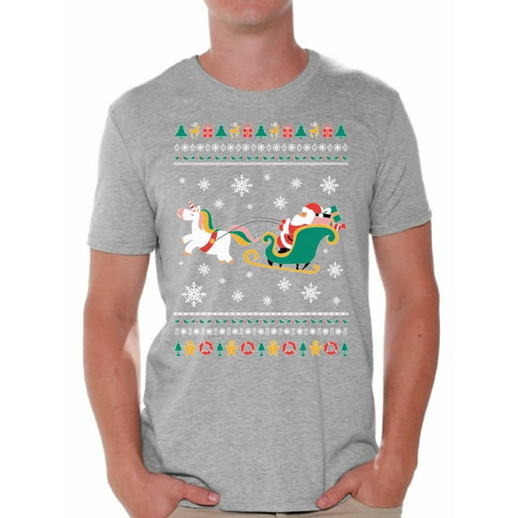 Awkward Styles Christmas Shirts for Men Xmas Santa Unicorn T-Shirt