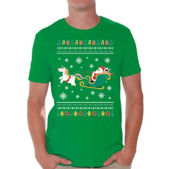 Awkward Styles Christmas Shirts for Men Xmas Santa Unicorn T-Shirt