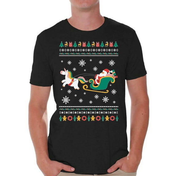 Awkward Styles Christmas Shirts for Men Xmas Santa Unicorn T-Shirt