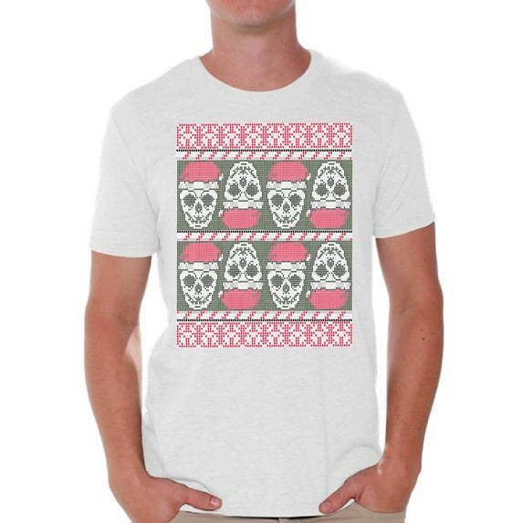 Awkward Styles Christmas Shirts for Men Xmas Skulls in Santa's Hat T-Shirt