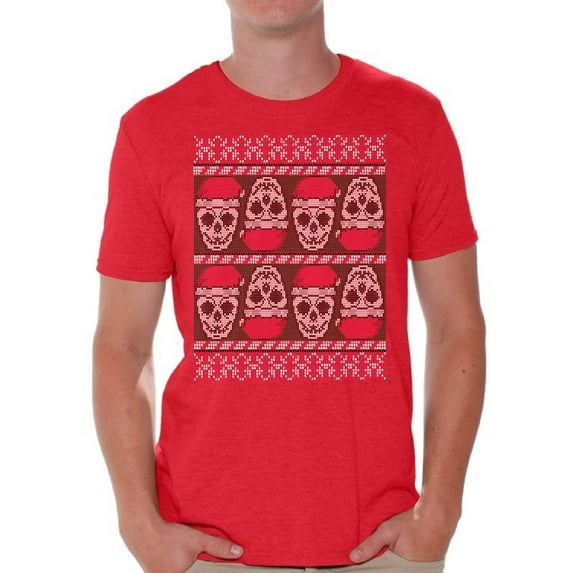 Awkward Styles Christmas Shirts for Men Xmas Skulls in Santa's Hat T-Shirt