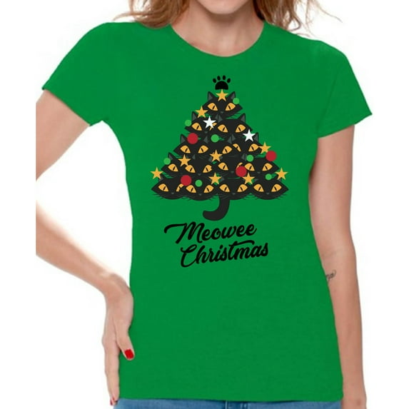 Awkward Styles Christmas Shirts for Women Xmas Cat T-Shirt