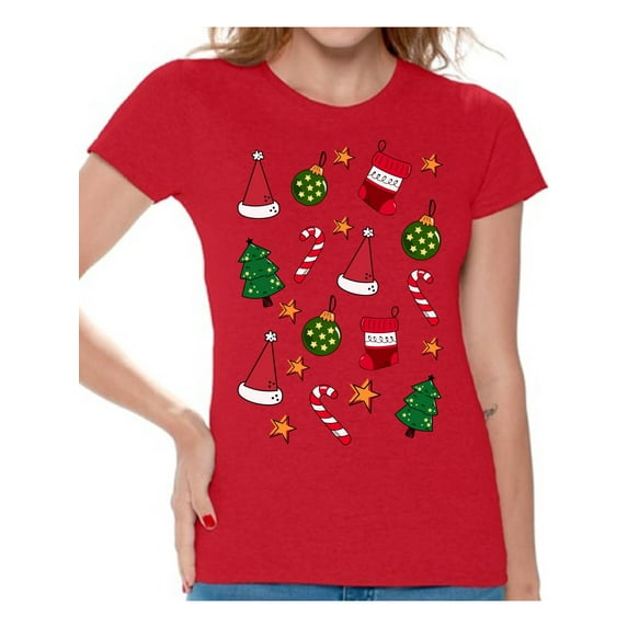 Awkward Styles Christmas Shirts for Women Xmas Christmas Pattern T-Shirt