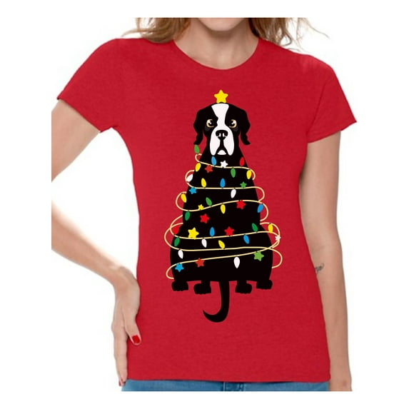 Awkward Styles Christmas Shirts for Women Xmas Cute Dog T-Shirt
