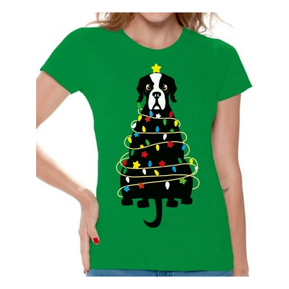 Awkward Styles Christmas Shirts for Women Xmas Cute Dog T-Shirt
