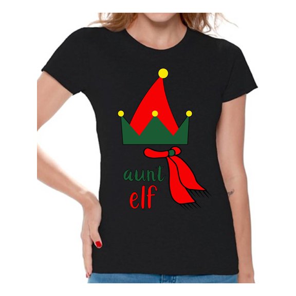 Awkward Styles Christmas Shirts for Women Xmas Elf Aunt T-Shirt