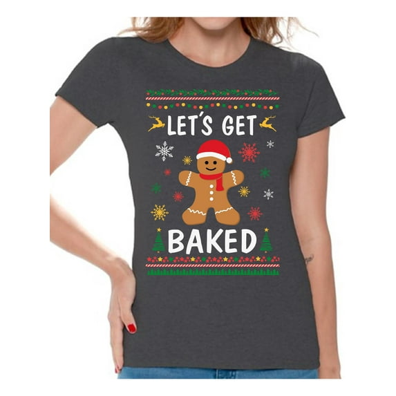 Awkward Styles Christmas Shirts for Women Xmas Gingerbread Man T-Shirt